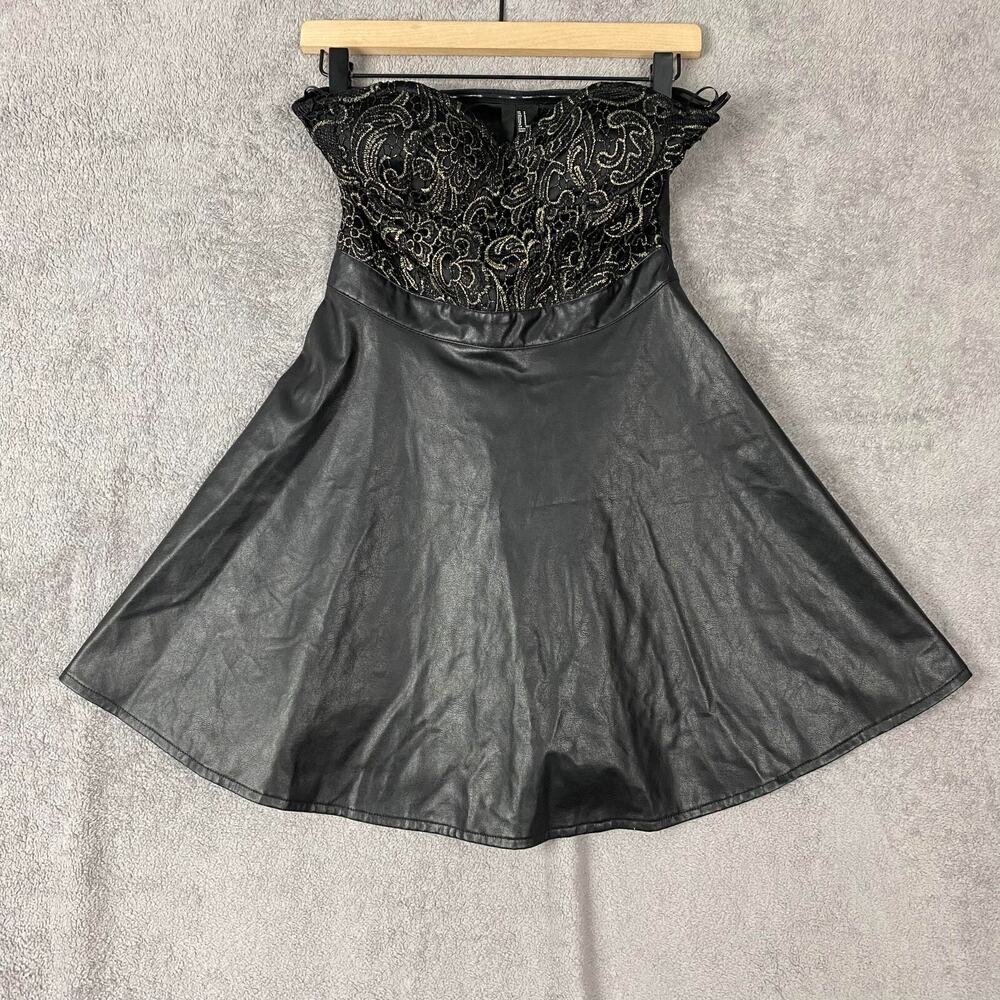Forever 21 Dress Women's Small Black Fairy Grunge Lace Strapless Gothic Witchy